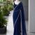 Royal blue satin sequins work embroidered saree