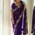 Purple silk blend thread work embroidered saree