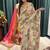 Cream silk blend floral print printed saree
