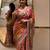 Multicolor silk blend mirror work embroidered saree
