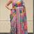 Multicolor silk blend mirror work embroidered saree
