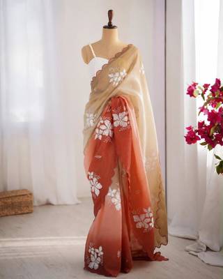 Multicolor silk blend sequins work embroidered saree 1