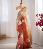 Multicolor silk blend sequins work embroidered saree