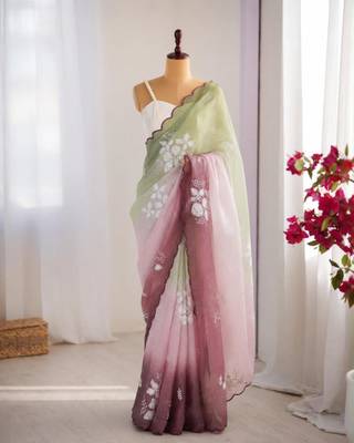 Multicolor silk blend sequins work embroidered saree 2