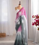 Multicolor silk blend sequins work embroidered saree