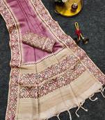 Onion pink silk blend patola silk printed saree