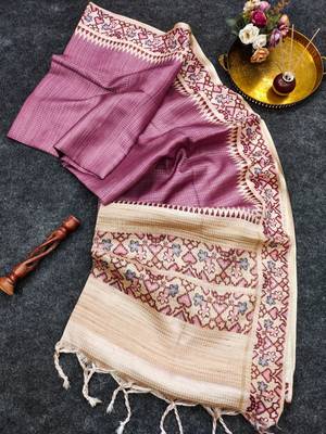Onion pink silk blend patola silk printed saree 3