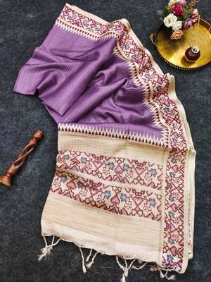 Purple silk blend patola silk printed saree 3