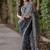 Classic black heavy beads embroidered design net party wear saree with matching blouse
