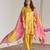 Fuchsia pink yellow chanderi stripe tissue dupatta