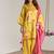 Fuchsia pink yellow chanderi stripe tissue dupatta