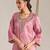 Pink organza chanderi stripe dupatta