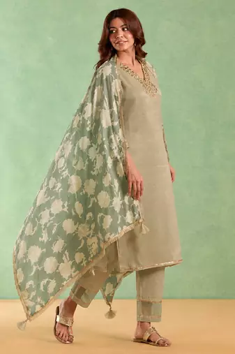 Sage green cotton dupatta