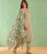 Sage green cotton dupatta