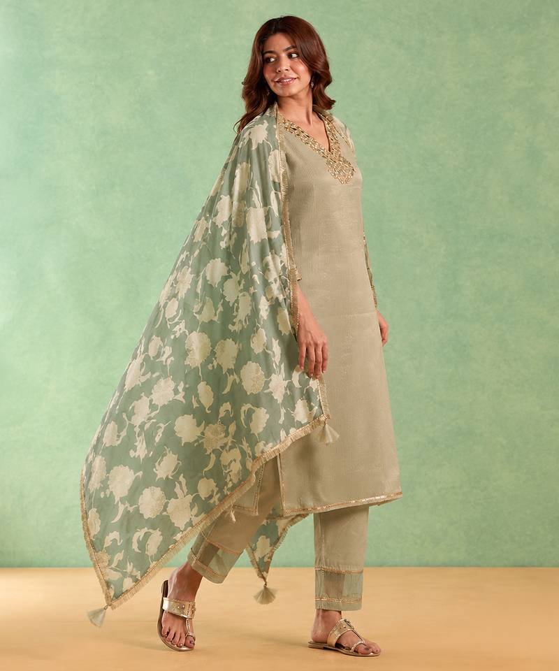 Sage green cotton dupatta