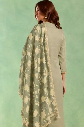 Sage green cotton dupatta