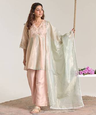 Mint green kota tissue dupatta 1
