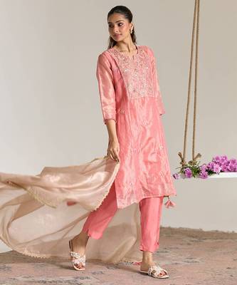 Pink kota tissue dupatta 1