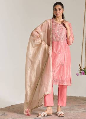 Pink kota tissue dupatta 2