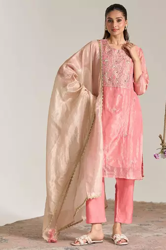 Pink kota tissue dupatta