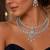 Luxury CZ Bridal Necklace and Dangle Earrings Set, Silver Rhodium-Plated Choker
