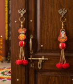 handmade ram ram ji rajasthani hanging decorative pom pom latkan for home decoration (pack of 6)
