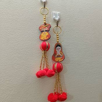 handmade ram ram ji rajasthani hanging decorative pom pom latkan for home decoration (pack of 6) 3