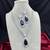 Blue Sapphire Teardrop Necklace Earrings Set | Silver CZ Bridal Jewelry