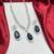 Blue Sapphire Teardrop Necklace Earrings Set | Silver CZ Bridal Jewelry