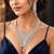 Cubic Zirconia Waterfall Bridal Necklace Earrings Set, Silver Rhodium Plated Statement Jewelry