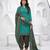 Teal printed cotton blend stitched floral print salwar kurta dupatta for women