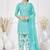 Light blue printed cotton blend stitched geometric print salwar kurta dupatta for women