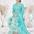 Light blue printed cotton blend stitched geometric print salwar kurta dupatta for women