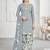 Grey printed cotton blend stitched geometric print salwar kurta dupatta for women