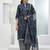 Blue printed cotton blend stitched floral print salwar kurta dupatta for women