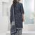 Blue printed cotton blend stitched floral print salwar kurta dupatta for women
