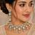 Gold Champagne CZ Bridal Necklace Earrings Set, Oval Crystal Statement Wedding Jewelry