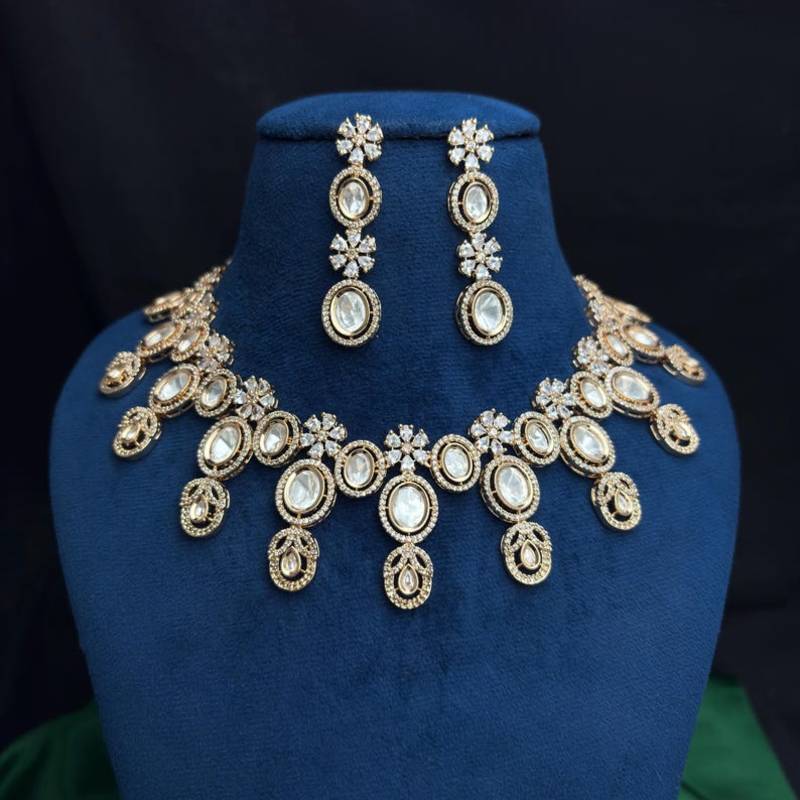 Gold Champagne CZ Bridal Necklace Earrings Set, Oval Crystal Statement Wedding Jewelry
