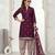 Purple printed cotton blend stitched geometric print salwar kurta dupatta for women