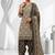 Grey printed cotton blend stitched geometric print salwar kurta dupatta for women