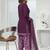 Purple printed cotton blend stitched floral print salwar kurta dupatta for women