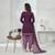 Purple printed cotton blend stitched floral print salwar kurta dupatta for women