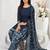 Blue printed cotton blend stitched floral print salwar kurta dupatta for women