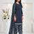 Blue printed cotton blend stitched floral print salwar kurta dupatta for women
