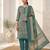 Teal printed cotton blend stitched floral print salwar kurta dupatta for women