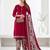 Red printed cotton blend stitched floral print salwar kurta dupatta for women