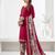 Red printed cotton blend stitched floral print salwar kurta dupatta for women