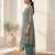 Teal printed cotton blend stitched floral print salwar kurta dupatta for women
