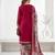 Red printed cotton blend stitched floral print salwar kurta dupatta for women