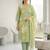 Green printed cotton blend stitched floral print salwar kurta dupatta for women